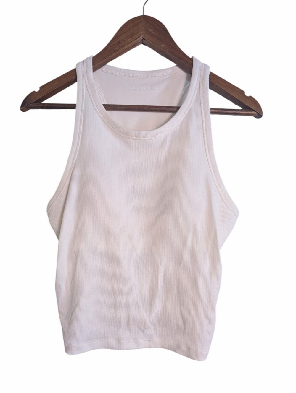 Outdoor Voices Activewear White Ribbed Built In Bra Tank Top Size M